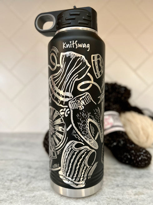 Laser Engraved Knitting Pattern 40 Oz Water Bottle